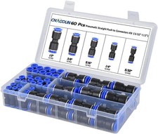60Pcs Quick Connect Air Hose Kit Air Line Fittings 5/32 1/4 5/16 3/8 1/2 Inch