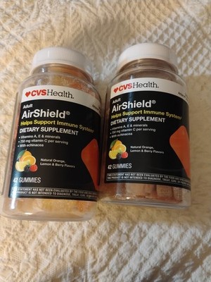 2 CVS Health Adult AirShield Immune Support Gummies, Mixed Berry, 42 Gummies