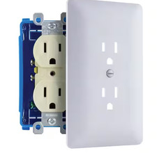 Lot of 8 - Gang Textured Plastic Duplex Outlet Wall Plate, White Paintable 