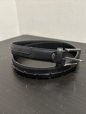 Nanni Black Leather Belt Textured Segmented Designer Italian 95/38