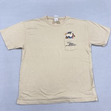 Vintage Warner Bros Studio Store Looney Taz Shirt Mens Large Beige Pocket Tee