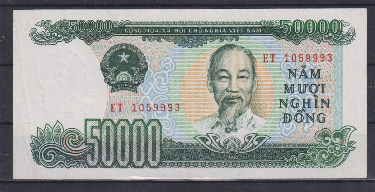 Circulated 50,000 ₫ Denomination Vietnamese Paper Money for sale