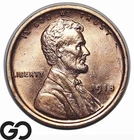 1918 Lincoln Cent Wheat Penny, RED, Solid Gem BU++ RD