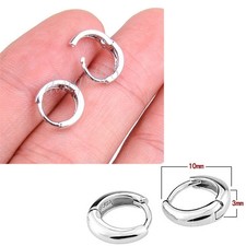 Women's Classic 925 Sterling Silver 10mm/0.37" Small Huggie Hoop Earrings H774