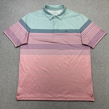 Vineyard Vines Performance Polo Shirt Men Large Pink Stripe Golf Summer Logo