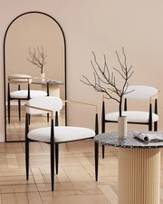 MORDEN FORT MODERN BOUCLE DINING CHAIR, SET OF 2 - WHITE