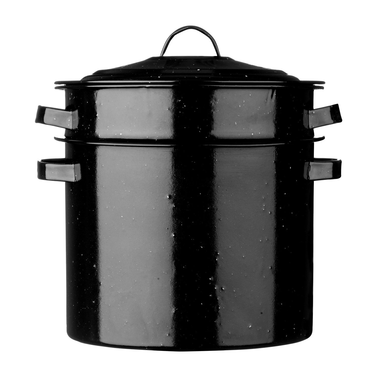 Premier Housewares Vintage Enamel Pasta Pot 22cm Dia Black Speckled With Lid New