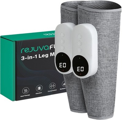 Rejuvaflow 3-in-1 Leg & Calf Massager Adjustable Compression Single Pack NEW