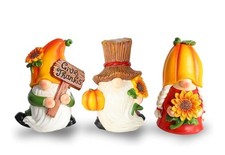 Set of 3 Autumn Harvest Gnome Figurine Sitters Table Centerpiece Fall Home Decor