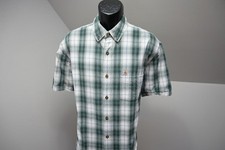 Carhartt Button Up Work Shirt Rugged Relaxed Short Sleeve Plaid Mens Size Large