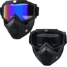 2 Pieces Motorcycle Goggles with Adjustable Face Mask,Dirt Bike ATV Motocross MX