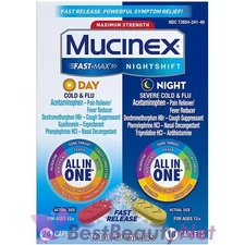 Mucinex Fast Max Night Shift Day And Night Cold And Flu 40 Caplets
