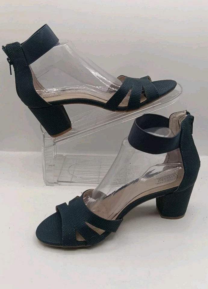 Womens Sz 9 MCroft & Barrow Ortholite 2 1/2" Block Heel Black Dress Sandals - Image 3 of 4