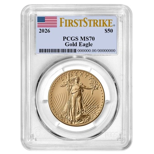 2026 $50 1-oz American Gold Eagle PCGS MS70 FS Flag Label