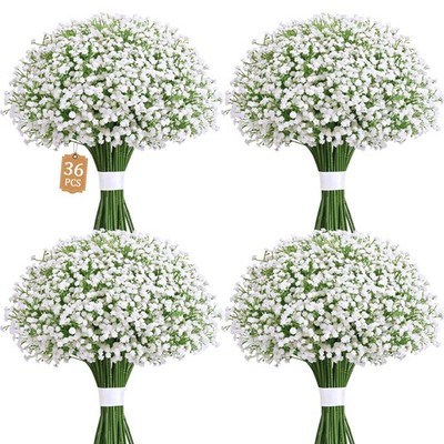 MARTINE MALL 36 Pcs Babys Breath Artificial Flowers, White Baby Breath Flower...