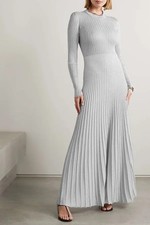 KHAITE Keese Metallic Ribbed-Knit Maxi Dress size XS excellent 