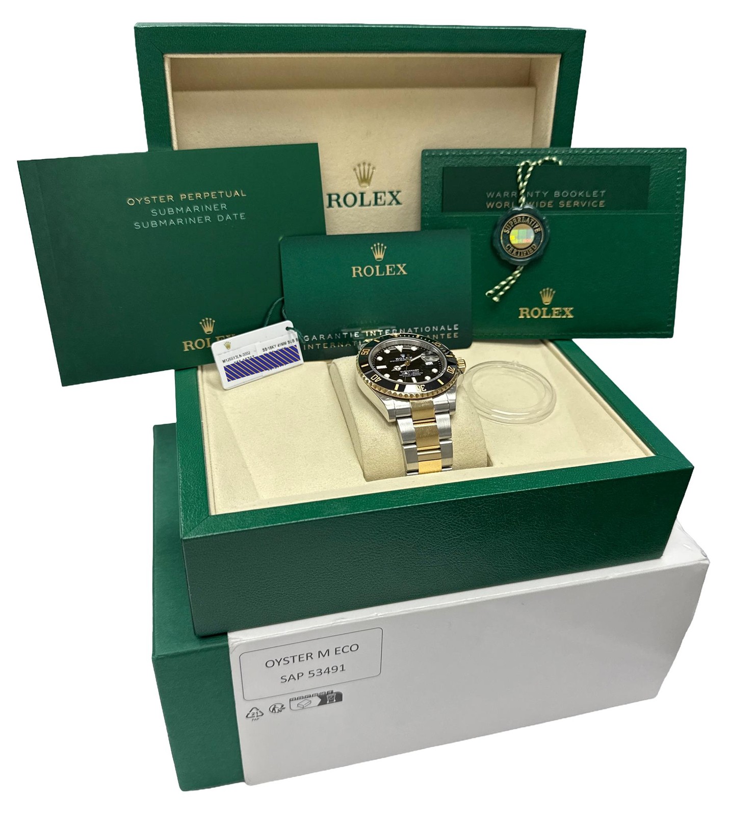 2025 PAPERS Rolex Submariner Date 41mm Ceramic BLACK Two-Tone 18K 126613 LN BOX image 2