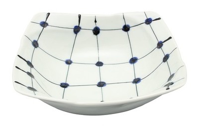 Hasami Ware, Fukumine Kiln, Lattice Pattern, Rimmed Multi-Purpose Bowl, 14-045_