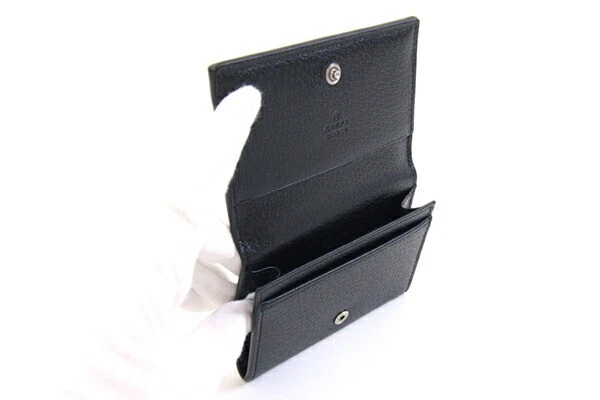 Estuche para tarjetas de visita Gucci, entrelazado G, 739425, cuero negro, usado, Foto 4 de 4