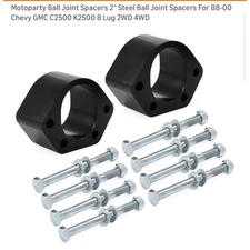 Ball Joint Spacers 2" Steel Lift Kit 88-00 Chevy GMC C2500 K2500 8 Lug 2WD 4WD