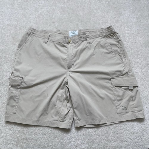 L.L.Bean, LL Bean Tropicwear Cargo Shorts Mens XL Beige Khaki Id 512822