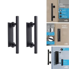 Wright Products Barn Door Pull Flush Mounted Handle Set - Matte Black 2 Pack