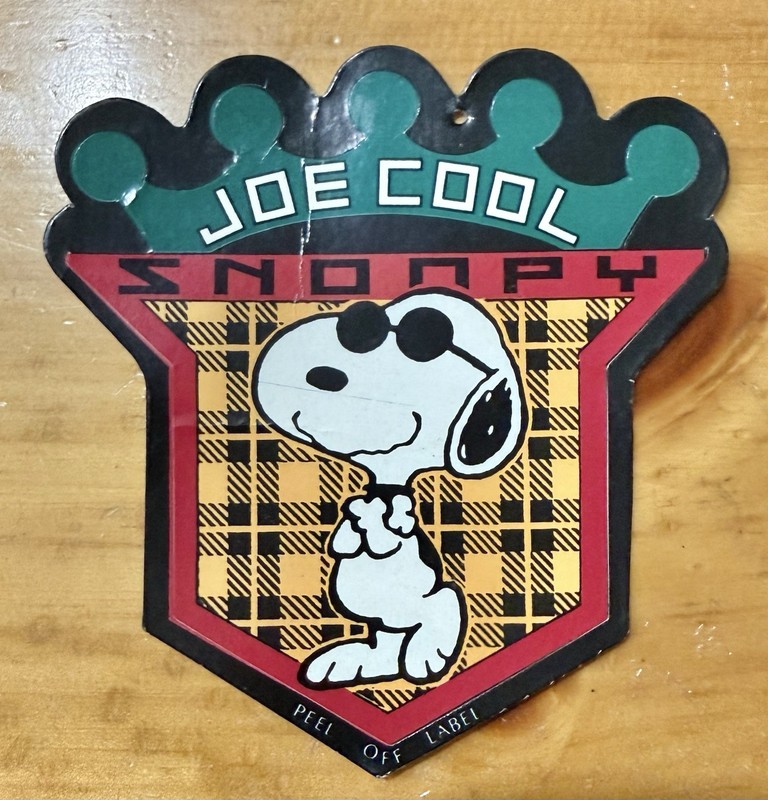 Joe Cool Snoopy Sticker Clothing Tag by J.G. Hook Vintage