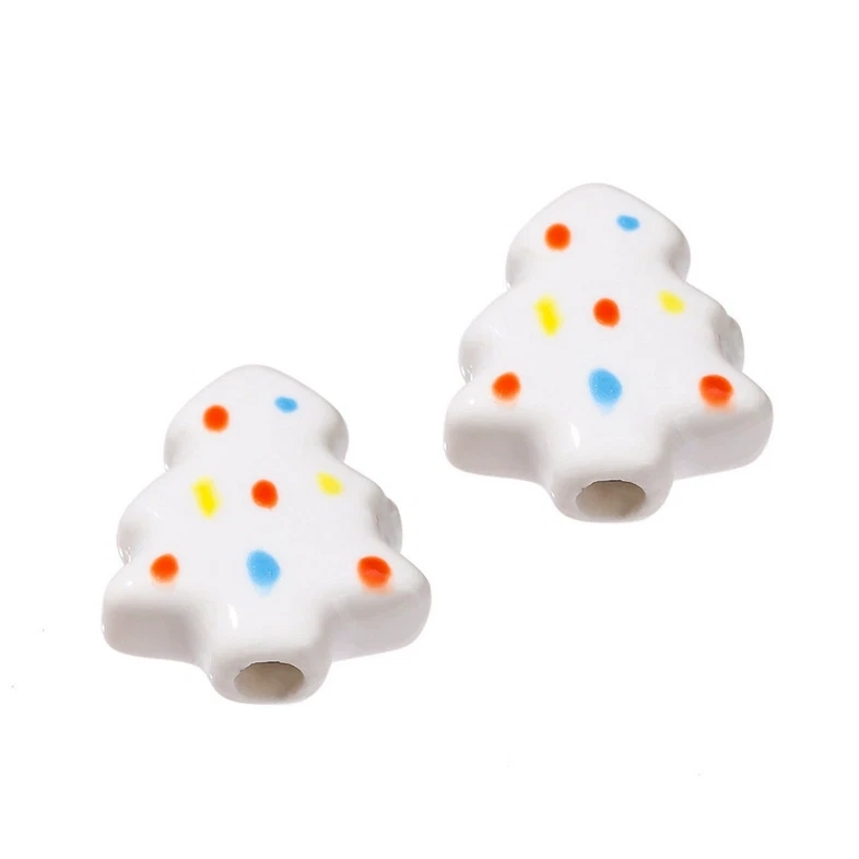 5Pcs Multicolor Cute Hand-Painted Ceramic Beads Christmas Charms Pendant 12~20mm - Image 4 of 4