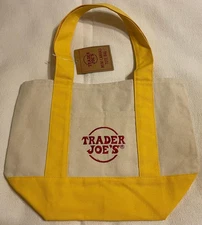 New w/ Tag! YELLOW - Trader Joe's Limited Edition Mini Canvas Tote Bag!