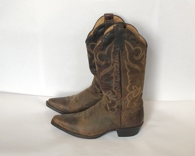 JB Dillon Cowboy Brown Boots Wester Country Genuine Goat Womens Size 6.5
