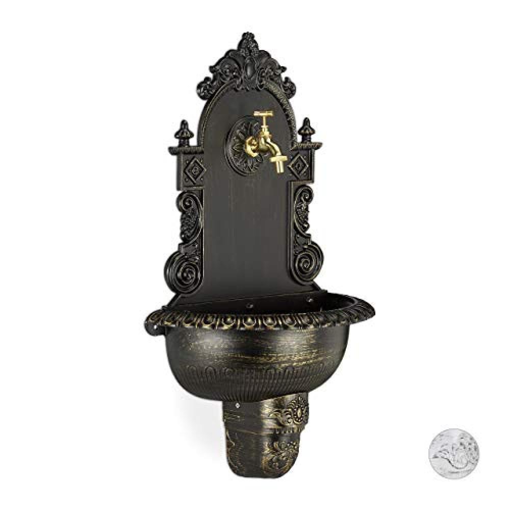(TG. 75 x 44 x 22 cm) Relaxdays Fontana XL Antica a Parete, con Rubinetto, Lavab