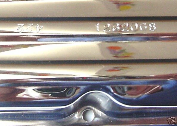  Buick 400 430 455 Chrome Valve Covers 67-76 Stamped w/Part number  - Image 2 of 3