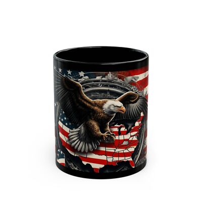 American Glory: Eagle & Flag Coffee Mug, Black Mug (11oz, 15oz)