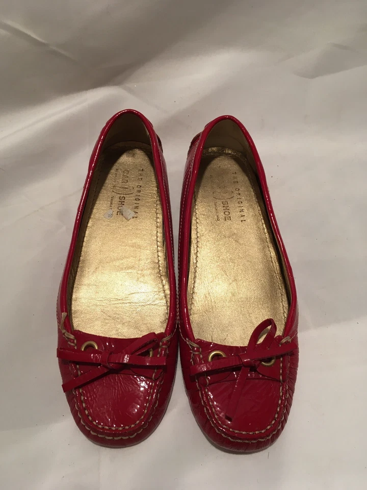 EL ZAPATO DE COCHE ORIGINAL DAMAS CHAROL ROJO SIN USAR, EN CAJA EXCELENTE ESTADO TALLA 6?? Foto 2 de 4