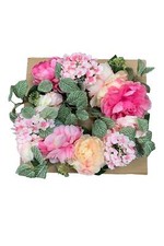 Hydrangea Peony  Tulip Crescent Floral Wreath by Valerie Pink