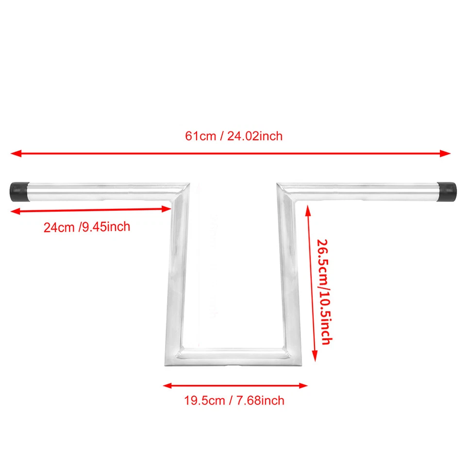 For Harley XL Honda VTX1800C 1" Ape Hanger Handlebar 10-1/2" Rise Drag Z-Bars US Foto 2 de 4