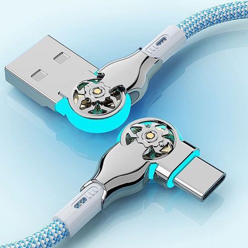 Fast Charging Double Elbow Rotating Data Cord Type-C Cable For iPhone15 Samsung - Picture 12 of 15