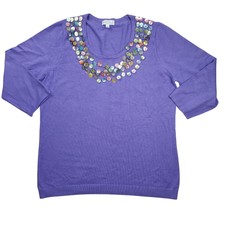 JOSEPH A Lilac Button Embellished Knit Top