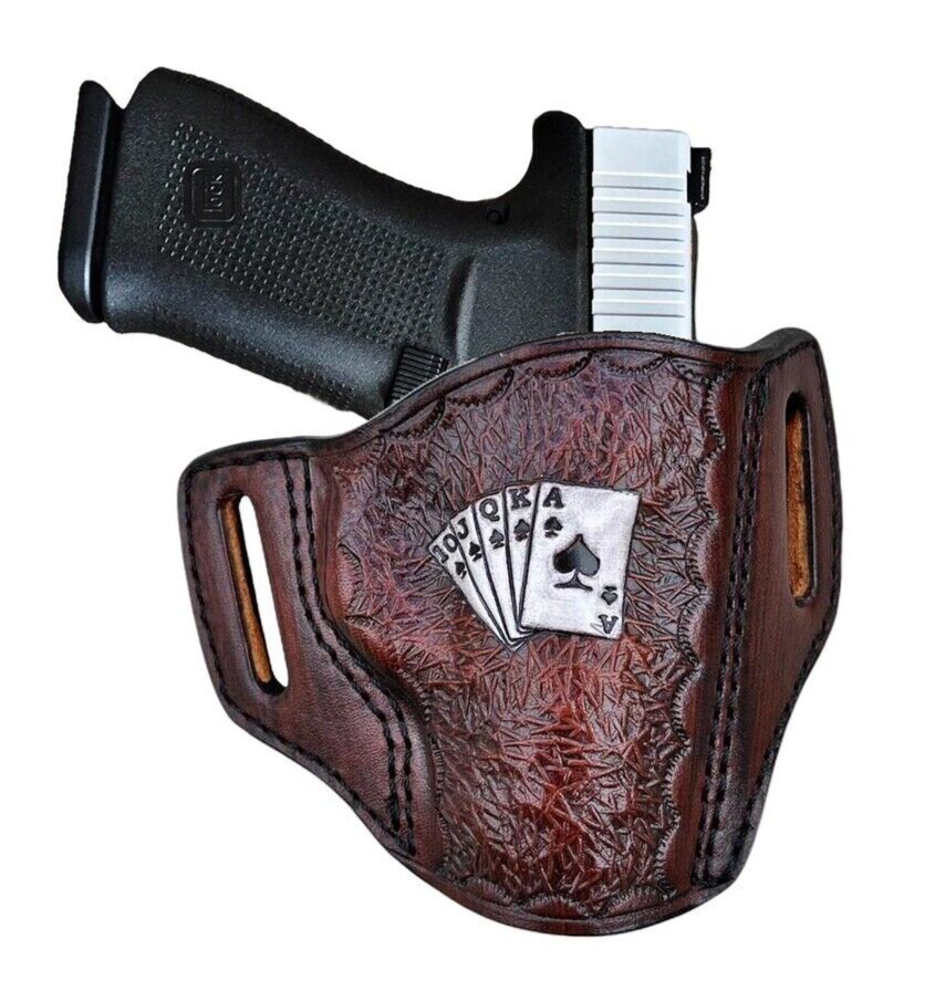 Custom Gun Leather Holster Fits Glock 17, 19, 21, 23, 26, 27, 29, 30, 42, 43