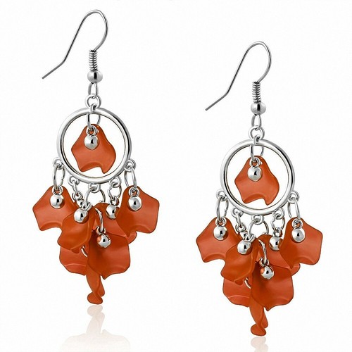Pendientes Con Gancho Largo De Alianza Naranja Y Perla De | eBay