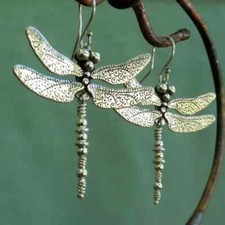 Retro Boho Silver Plated Vintage Dragonfly Dangle Earrings Women Gift