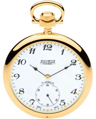 Vergoldete Taschenuhr Open Faced mit 17 Juwelenwerk Albert Kette Geschenk
