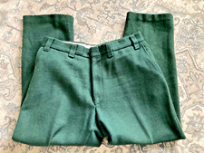HEAVY WOOL PANTS 35X29 MENS DARK GREEN VINTAGE ARTIC COMMANDER FLAT FRONT VTG