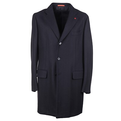 Isaia Napoli Slim-Fit Black Herringbone Wool-Cashmere Overcoat