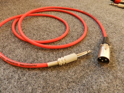 XRL Male > Klinke Mono Kabel Metall Stecker länge 3 meter rot