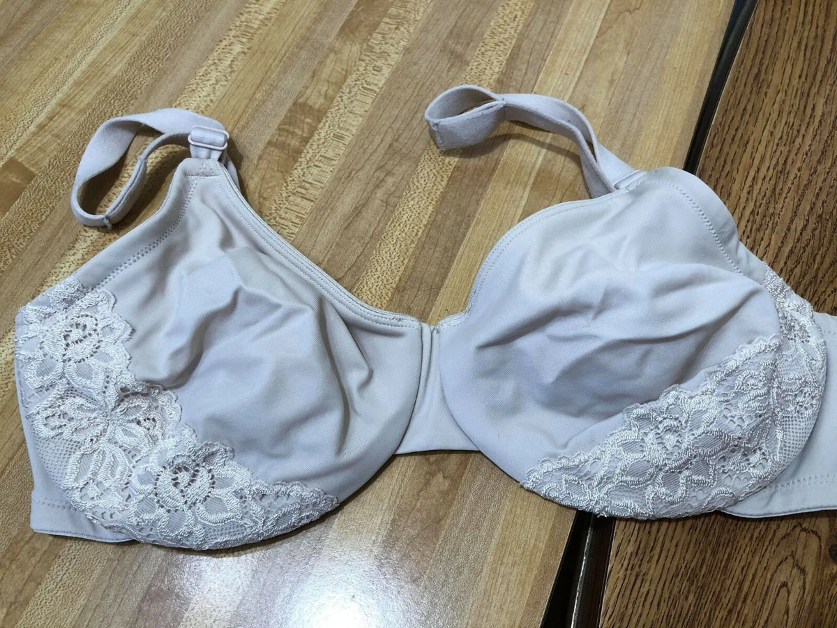 Olga Sz 36D Luxury Lift Beige Floral Lace Trim Underwire Bra Style 5001