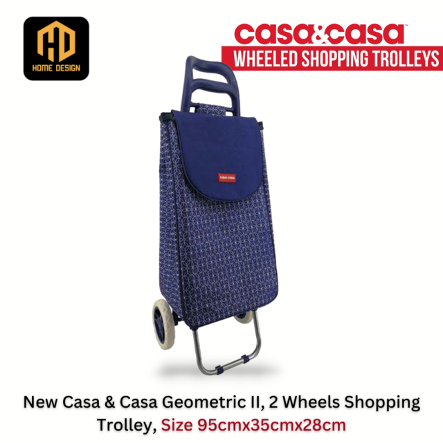 New Casa & Casa Geometric II 2 Wheels Shopping Trolley Size 95cmx35cmx28cm