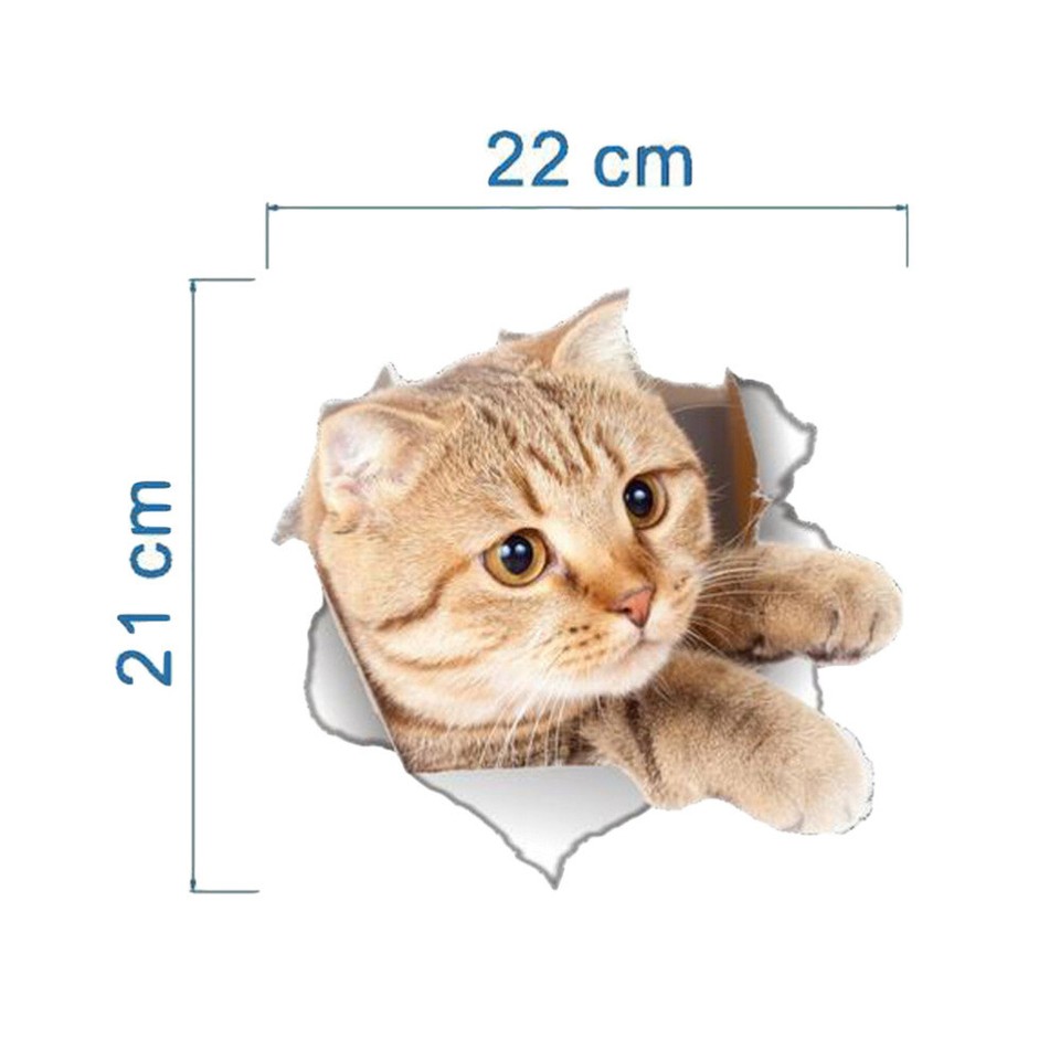3D Cat Toilet Seat Wall Sticker Art Removable Bathroom Decals Decor PVC