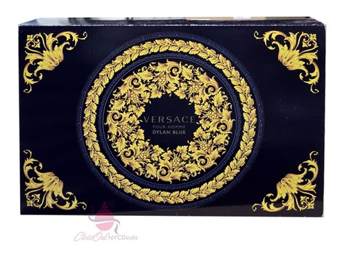 Versace Dylan Blue 3PC Set -3.4oz EDT Spray+0.34oz EDT Travel Spray+Toiletry Bag - Picture 2 of 2