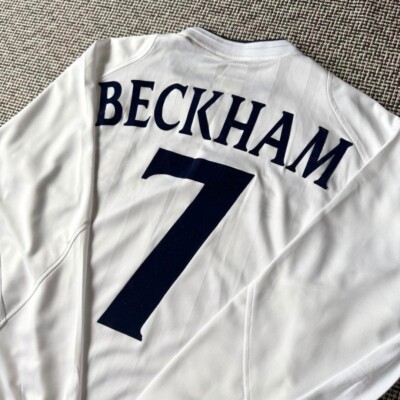 David Beckham England #7 Official Long Sleeve Jersey 2002 Size S F